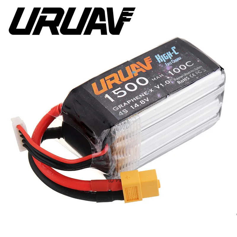 URUAV графена X V1.0 4S 14 8 V 1500 мА/ч 100C Быстрая зарядка XT60 Lipo Батарея для небольшой