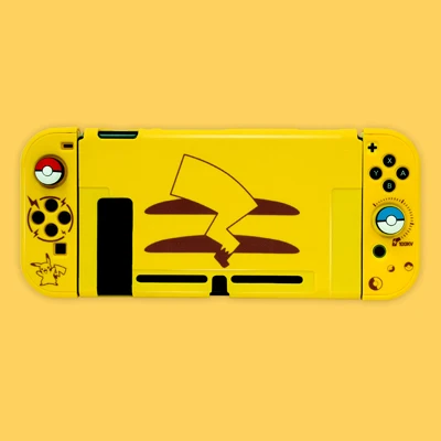 Case with grips Тонкий жесткий защитный чехол с разрезом на заднюю панель для Nintendo Switch NS Console, чехлы для Switch Joy con Let's go Eevee Picachu, разноцветный чехол - Цвет: Case with grips