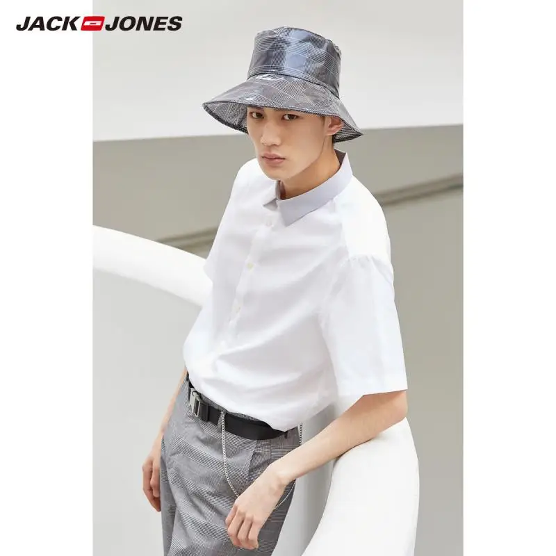 Мужская однотонная Базовая рубашка с короткими рукавами JackJones из 100% хлопка E |
