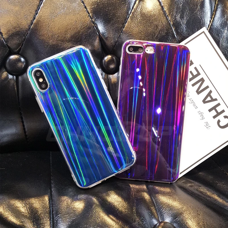 Роскошный Радужный блестящий чехол с зеркалом для iPhone XS Max XR X 6 6S 7 8 Plus 5 5S SE Aurora