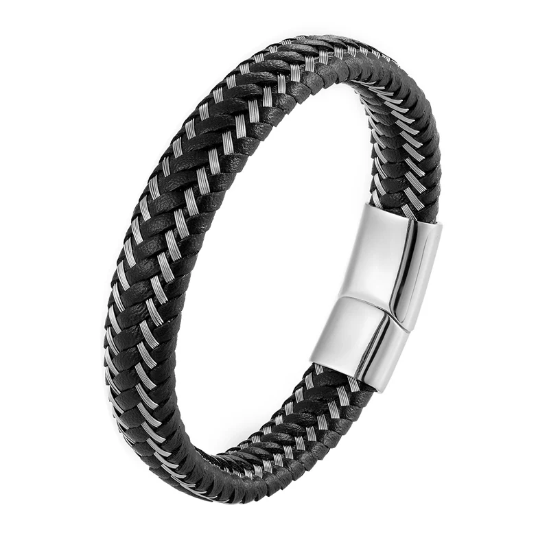 Новинка 2019 мужские ювелирные изделия панк плетеный кожаный браслет из