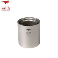 keith 4pcsset double wall titanium water mug cup sets drinkware insulated camping cups ti3501 220ml 300ml 450ml 600ml