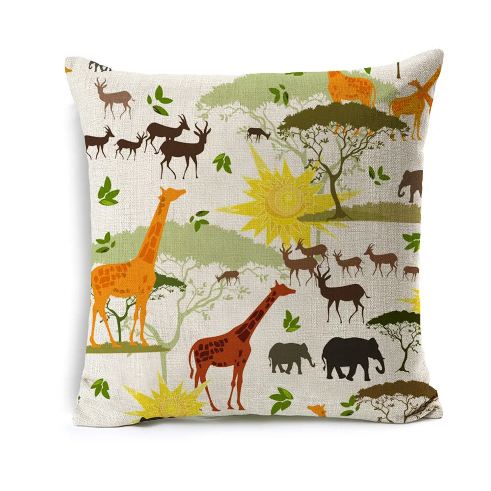 Happy Африканский Чехлы для подушек Африка диких животных Наволочка хлопок белье