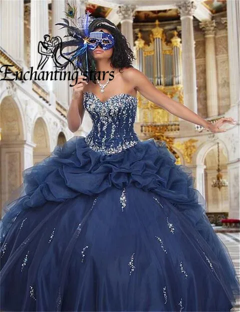 2017 Пикапов Милая Новый Quinceanera Платья Кристаллы Бальное платье Мода Горячие