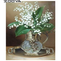 zooya 5d full square diamonds painting flowers cross stitch oil painting vase embroidery 3d diamond painting kit home decor r244