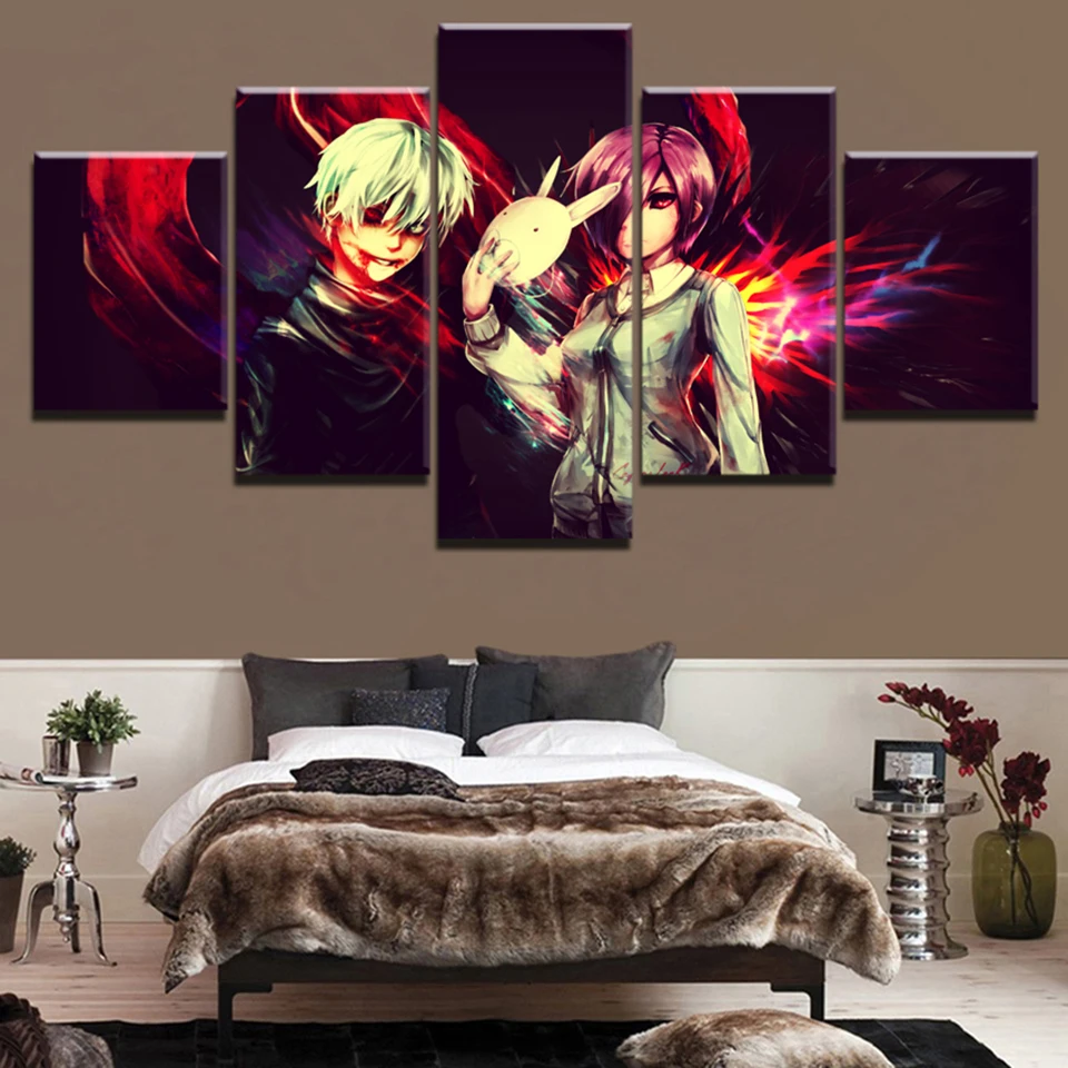 

Canvas Pictures Home Decoration 5 Pieces Animation Tokyo Ghoul Paintings Posters HD Wall Art Prints Hotel Modular Living Room