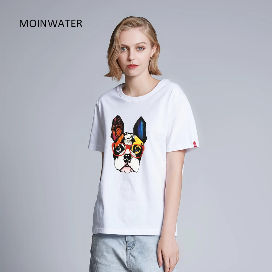 MOINWATER женские футболки с рисунком собаки модные летние хлопковые топы коротким