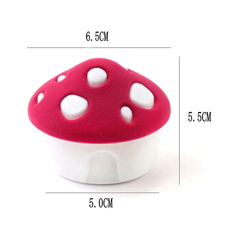 1 Piece lovely mushroom Gift Box Holder Velvet Wedding Engagement Ring Box Jewelry box for Earrings Necklaces Display 2 colors