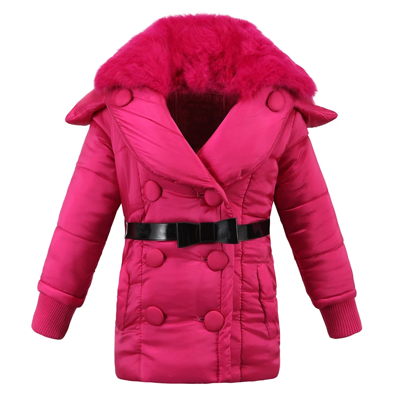 Зимнее пальто с капюшоном для девочек Новинка 2018 года Двубортная парка на молнии