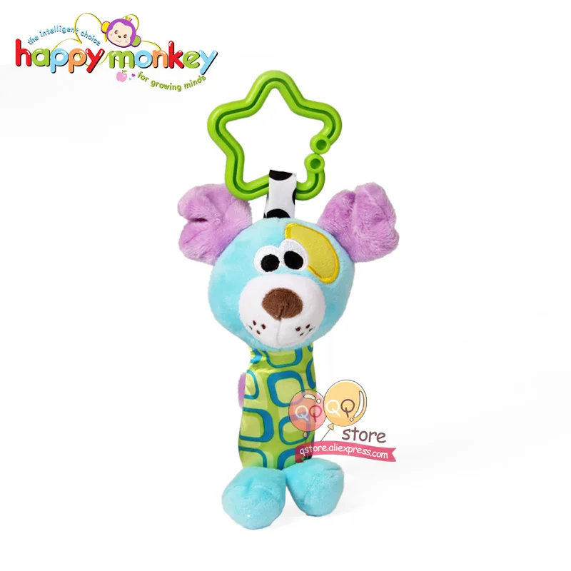 Happy monkey животных, плюшевые мягкие детские трещотка игрушки висит ручные колокольчики для детей; подарок для новорожденных; понять игра слон - Цвет: Puppy