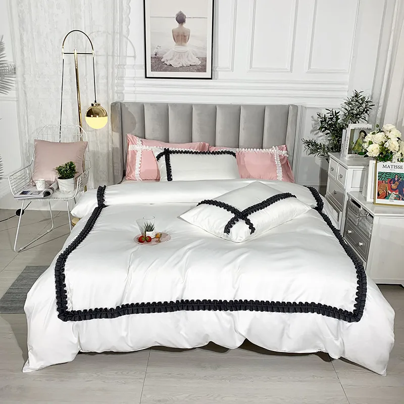 New Romantic Bedding Set King Queen twin Size 4pcs washed silk Bed Linen Duvet Cover fitted sheet /Bed Sheet Pillowcases | Дом и сад