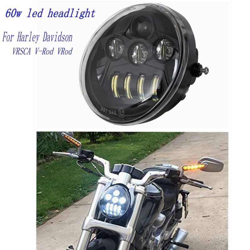 Мотоцикл светодиодный фары черный или Chrome спинка для Harley V штанга vrosca фара VRSC ROD