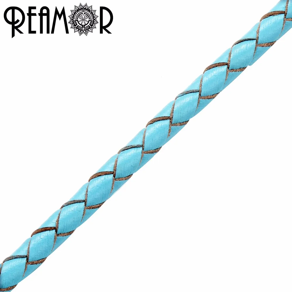 REAMOR Новая мода 4 мм Натуральная Плетеная кожа Веревка Цепи для панк браслет DIY ювелирных изделий фурнитура