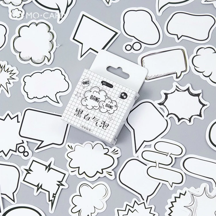 45Pcs/box Simple Write-on Sticker Scrapbooking Cartoon Black/white Bubble DIY Decorative Adhesive Labels Stickers Sticky Notes
45Pcs/box Simple Write-on Sticker Scrapbooking Cartoon Black/white Bubble DIY Decorative Adhesive Labels Stickers Sticky Notes