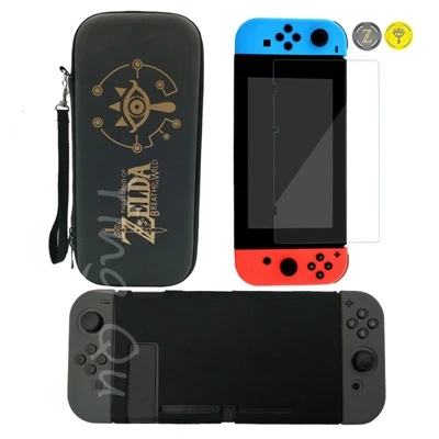 H 7 в 1 для Nintendo Switch NS консоль сумка для хранения из закаленного стекла протектор экрана+ силиконовый чехол для контроллера Joy-Con - Цвет: H