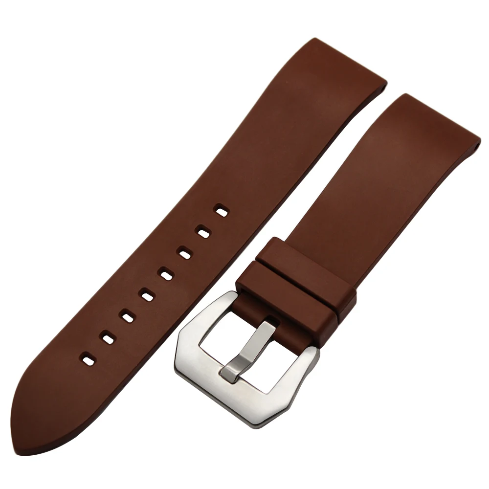 Фторкаучуковый ремешок для часов 22 мм 24 универсальный из матовой нержавеющей