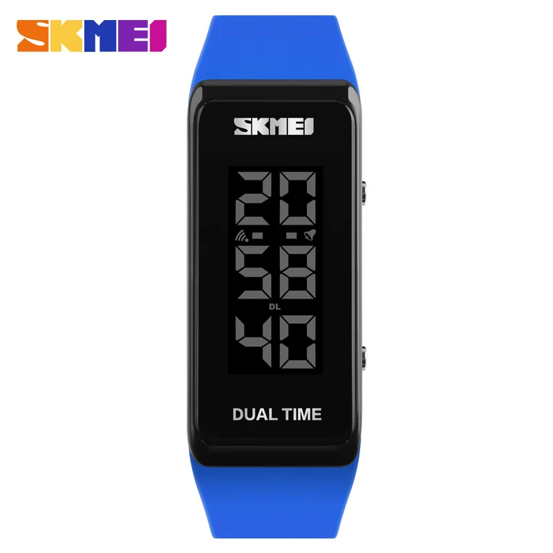 sky blue SKMEI цифровые спортивные часы для мужчин и женщин модные часы водонепроницаемые уличные многофункциональные Желе Силиконовый Ремешок светодиодный наручные часы - Цвет: sky blue