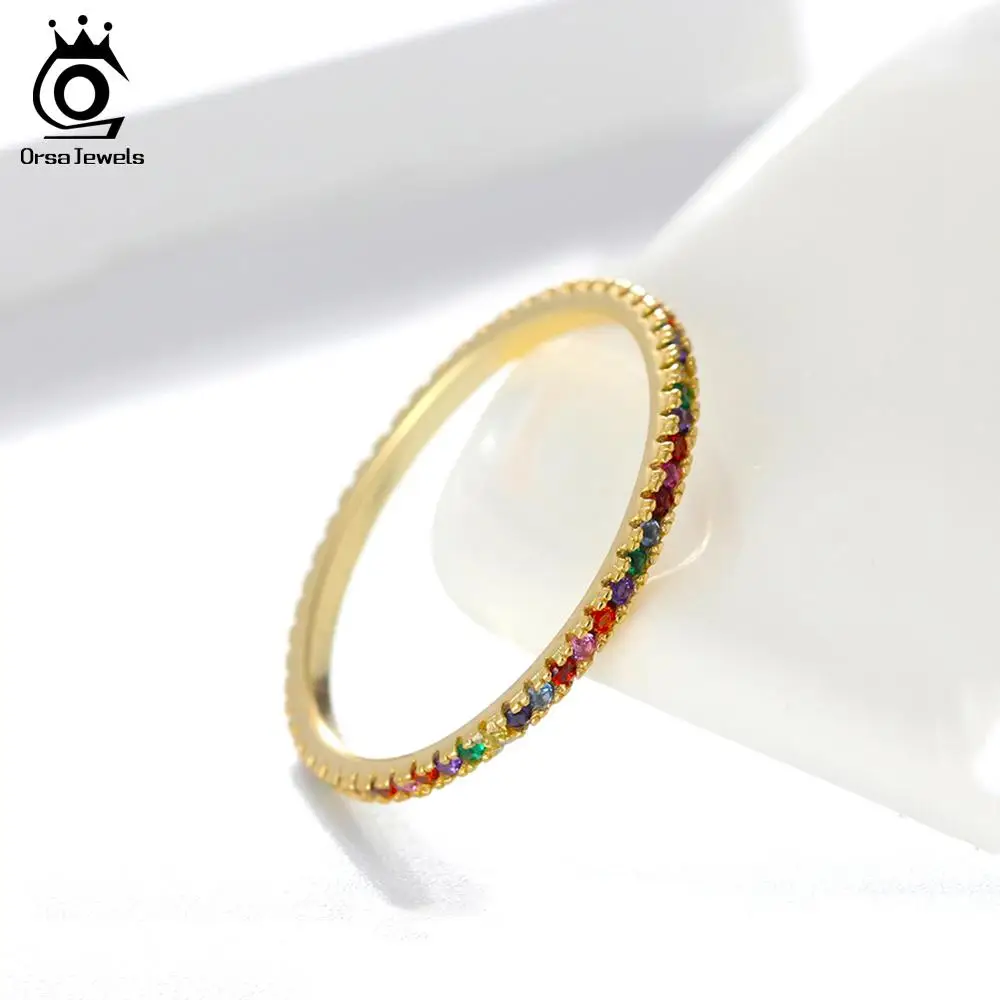 ORSA JEWELS, женские кольца из твердого 925 пробы серебра, аксессуары, микро инкрустированное красочное циркониевое кольцо, S925 серебро, хорошее ювелирное изделие OSR63