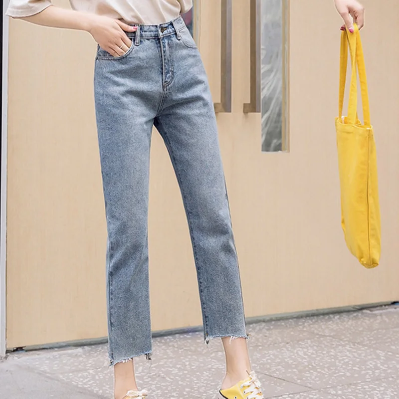 Новинка 2019 женские винтажные джинсы с высокой талией широкие брюки на пуговицах