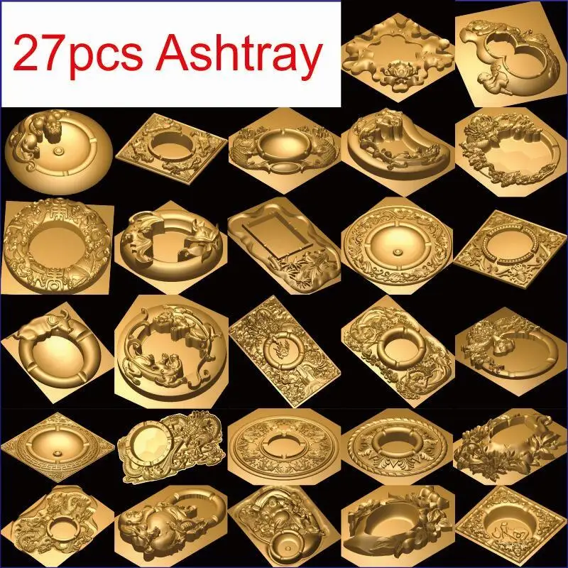 

27 PCS Ashtray 3d model STL relief for cnc STL format 3d model for cnc stl relief artcam vectric aspire