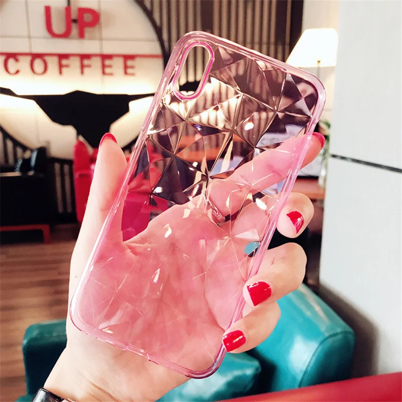 iamond Texture Case for iPhone 8 7 plus x Soft Phone Cover 6 6s Luxury Transparent Ultra Thin Coque |