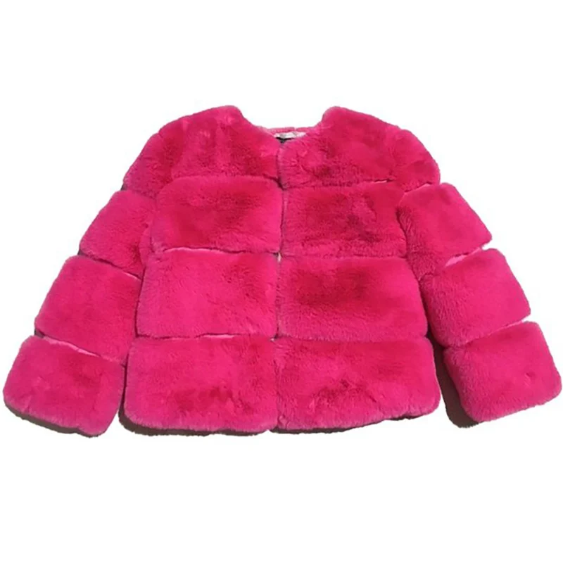 Hot Pink Одинаковая одежда для семьи пальто для мамы и дочки зимнее пальто с искусственным мехом для девочек женские шубы и куртки семейная одежда - Цвет: Hot Pink