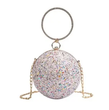 color lady handbag Для женщин Вечерний Клатч модная одежда для девочек с металлической ручкой-кольцом сумки серьги-бусины с блестками Роскошные цепочки плеча Crossbody сумки женские - Цвет: color lady handbag