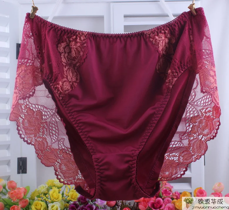 2 шт./лот кружевные трусы больших размеров 3XL 5XL из молочного шелка с высокой