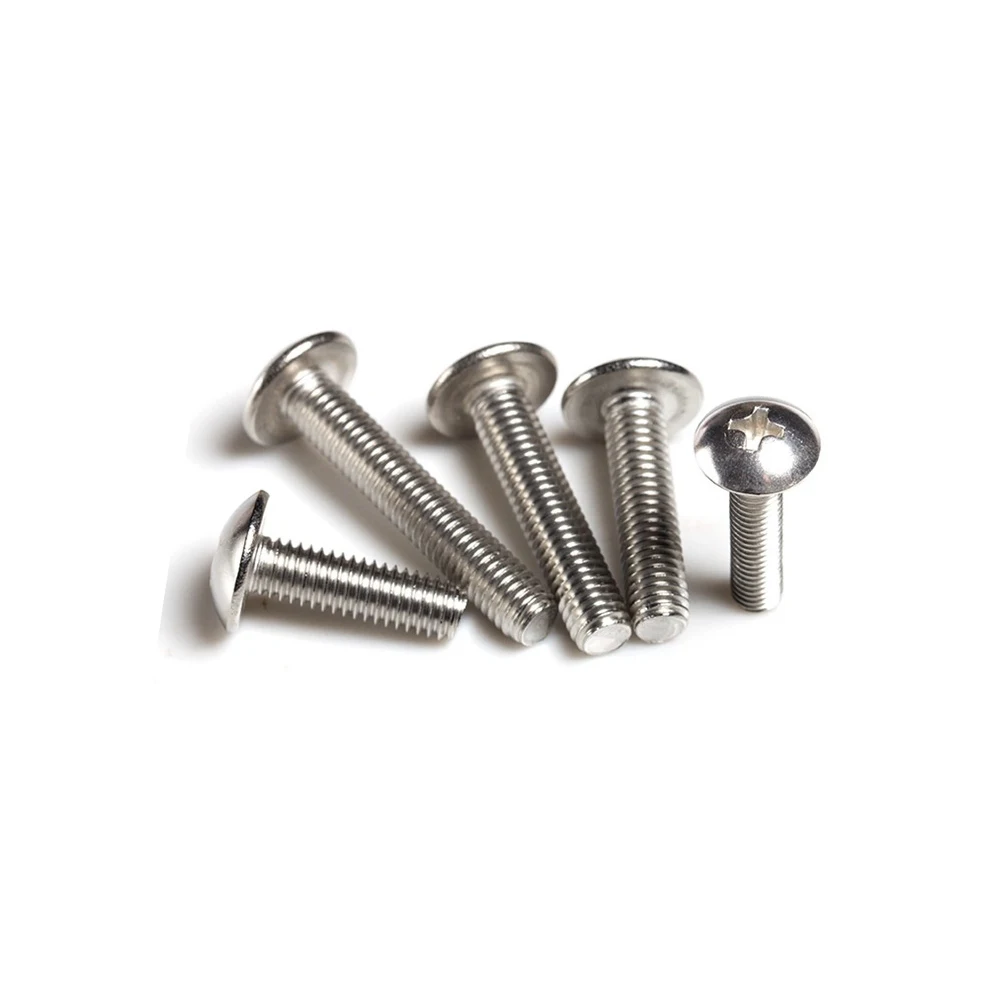 

50pcs Dia 3mm 304 Stainless Steel M3*4/5/6/8/10/12/16/25/30 Big Flat Head Bolts Cross Mushroom Head Screw Metric Thread