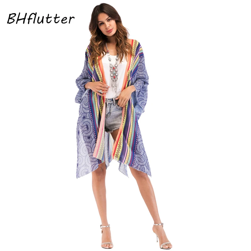 BHflutter Женские топы и блузки рукав летучая мышь Повседневная шифоновая блузка