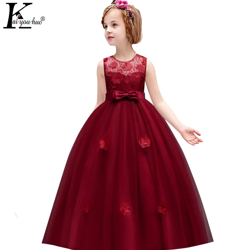 

KEAIYOUHUO Kids Dresses For Girls Clothes Summer Girls Dress Elegant Vestidos Child Party Princess Dress Teenagers Wedding Dress