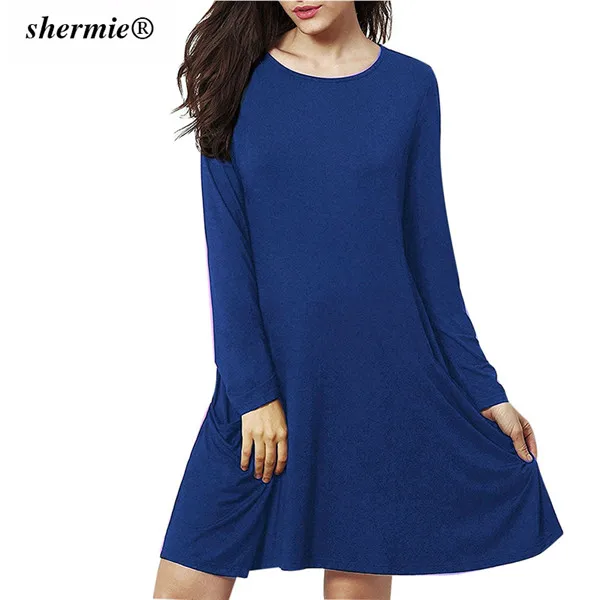 Летние женское Повседневное платье 2018 Модная одежда с длинным рукавом карман