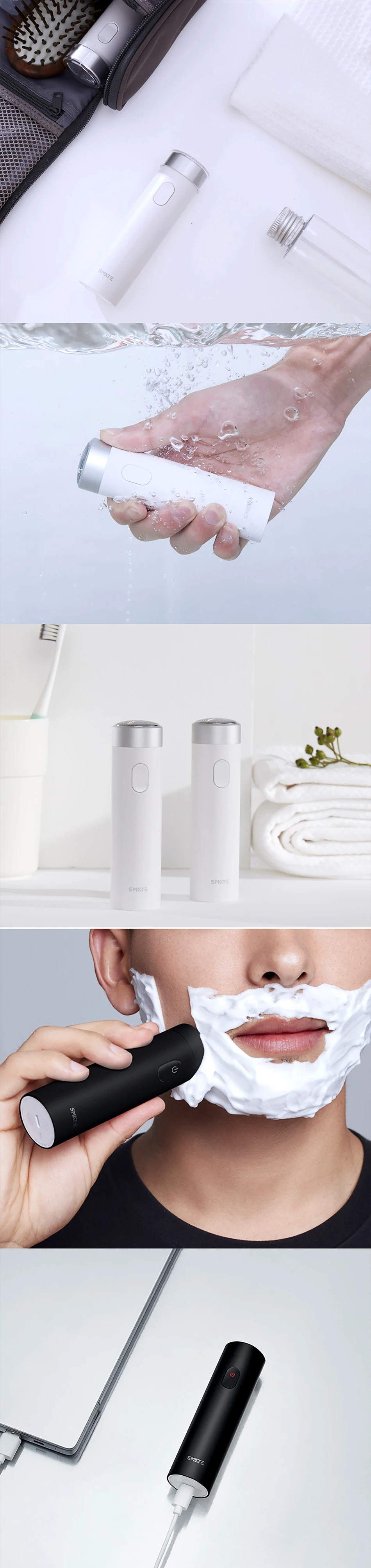 Xiaomi Smate электробритва Usb Перезаряжаемый сухой влажный бритвенный станок для мужчин Ipx7 моющиеся лезвия с тремя листами удобная чистка