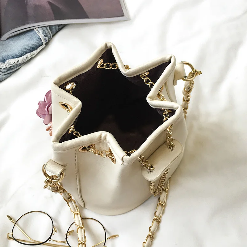 Ручная работа сумки ведро с цветами мини через плечо цепочкой маленькие