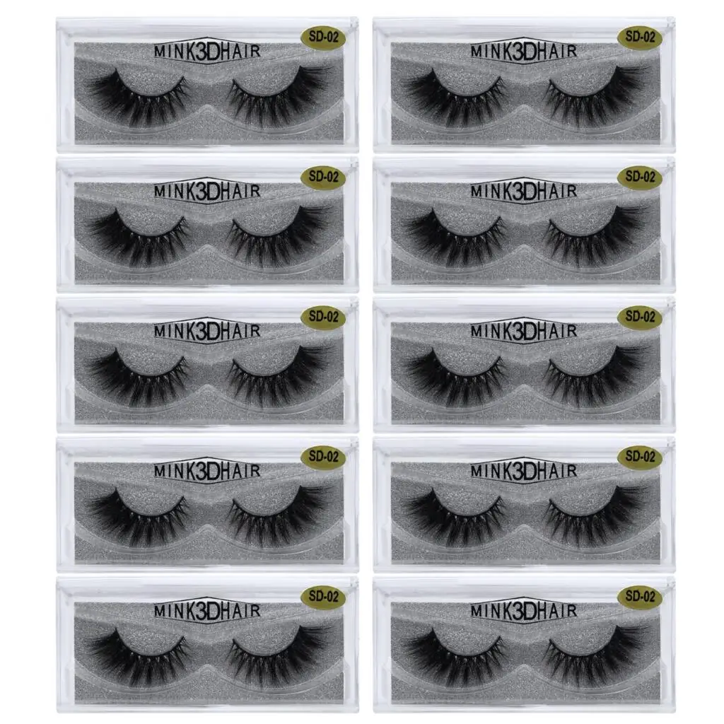 SD02(10Pairs) 10 пар норковых ресниц 3D норковых ресниц безжалостные ресницы ручной работы многоразовые натуральные ресницы Популярные Накладные ресницы для макияжа - Цвет: SD02(10Pairs)