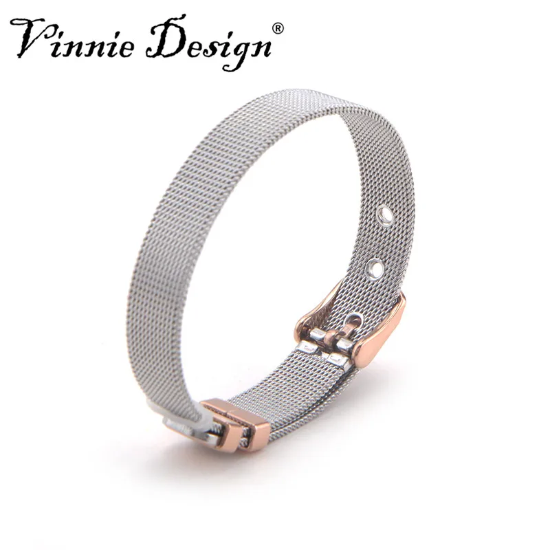 Vinnie Design Новый сетчатый Браслет из нержавеющей стали брендовые скользящие шармы