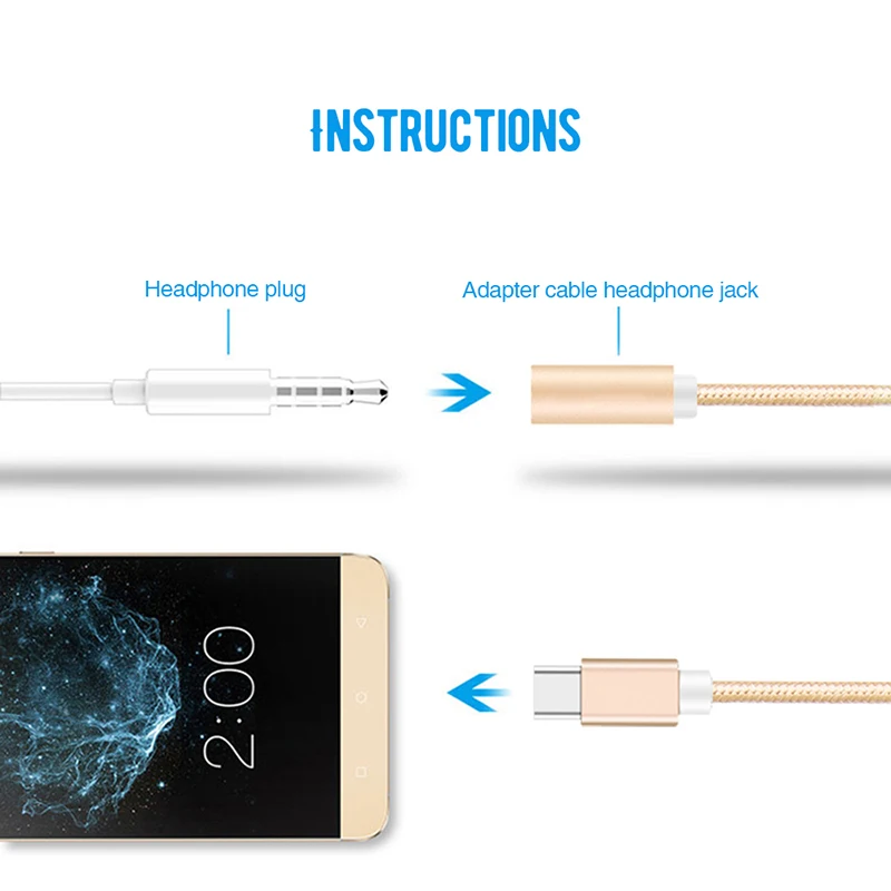 Кабель адаптер для наушников со штекером USB Type C и разъемом 3 5 мм AUX аудио Xiaomi Mi 6 6x