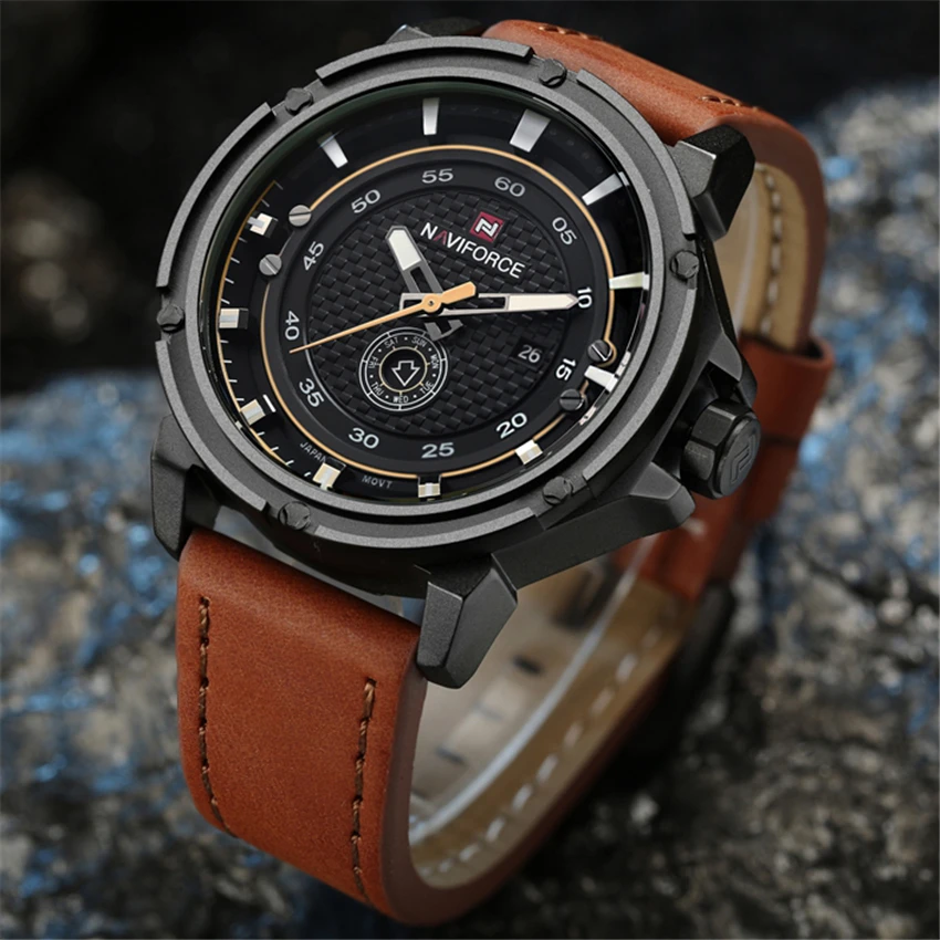 NAVIFORCE часы человек Элитный бренд Relogio Masculino Мода Военная кожа кварцевые наручные