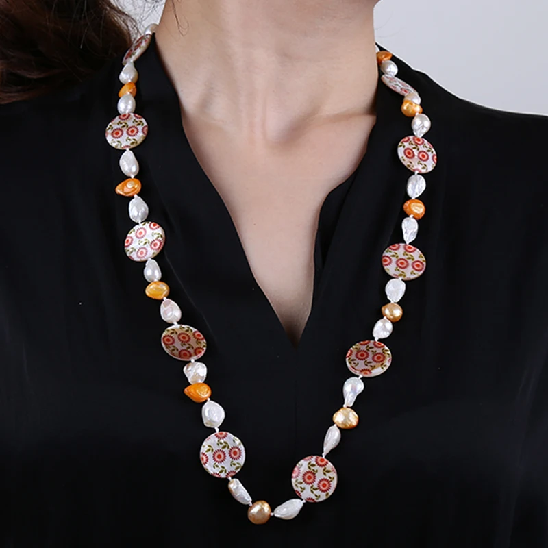 Жемчужное ожерелье ZHIXI в стиле барокко новое модное Очаровательное длинное для