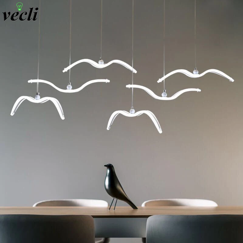 

Nordic Creative Seagull Pendant Lights Acrylic LED Pendant Lamp Bar Dinning Room Suspension Luminaire Kitchen Light Fixtures