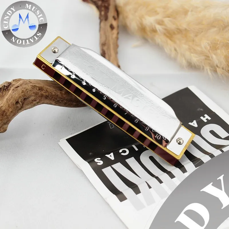 Новый Серебряный Народный мастер диатоническая Гармоника 10 отверстий Блюз (7