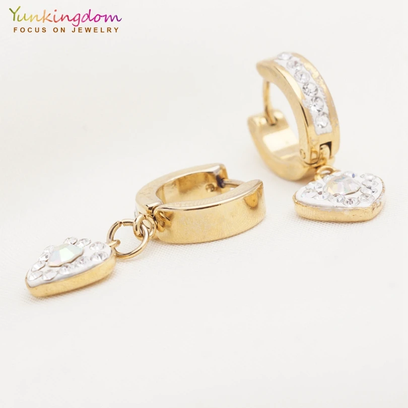 Длинные серьги Yunkingdom pretty из нержавеющей стали золотого цвета с кристаллами для