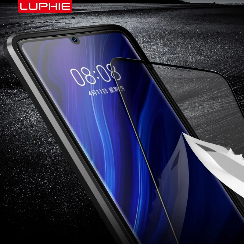 LUPHIE 360 градусов Полный Магнитный чехол для Huawei P30 P 30 передний задний стеклянный Pro