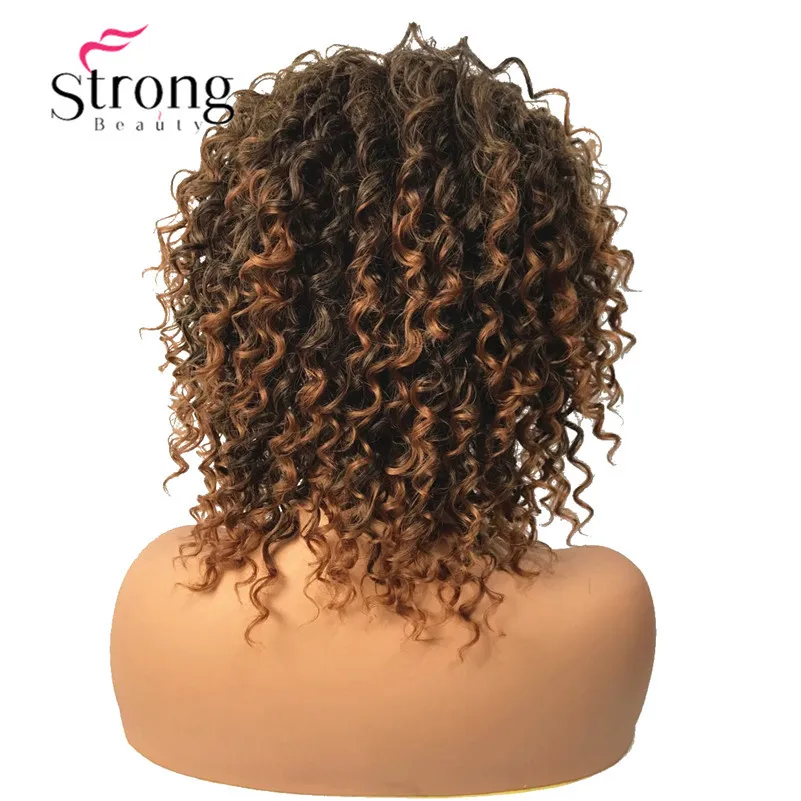 StrongBeauty короткие коричневые основные Омбре кудрявые афро Высокая Тепло ОК полный синтетический парик парики