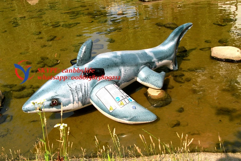 Сверхмощный Intex надувной большой белый Акула всадник езда на пляже воды игрушка надувной бассейн Акула плавающий