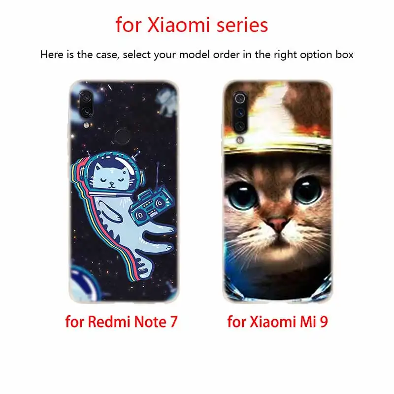 Мягкий силиконовый чехол из ТПУ для Xiaomi Mi 10 8 9 CC9 A1 A2 A3 Lite SE MAX 3 mix 2s 5X 6X Кот астронавт