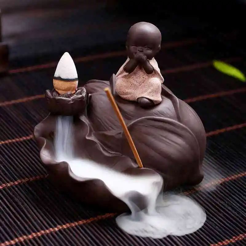 The Lovely Little Monk Buddha курильница с обратным потоком держатель для благовоний