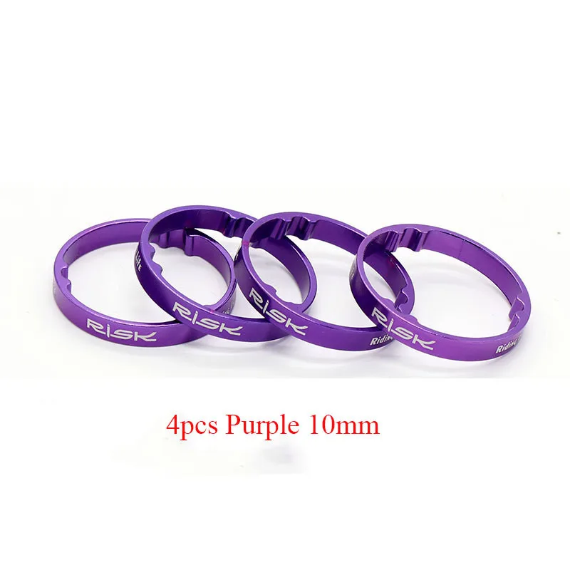 10mm Purple Risk 4 шт., 5 мм, 10 мм, Велосипедная вилка, шайба, распорки, алюминиевый сплав, велосипедная гарнитура, шайба для поднятия руля, шайба - Цвет: 10mm Purple