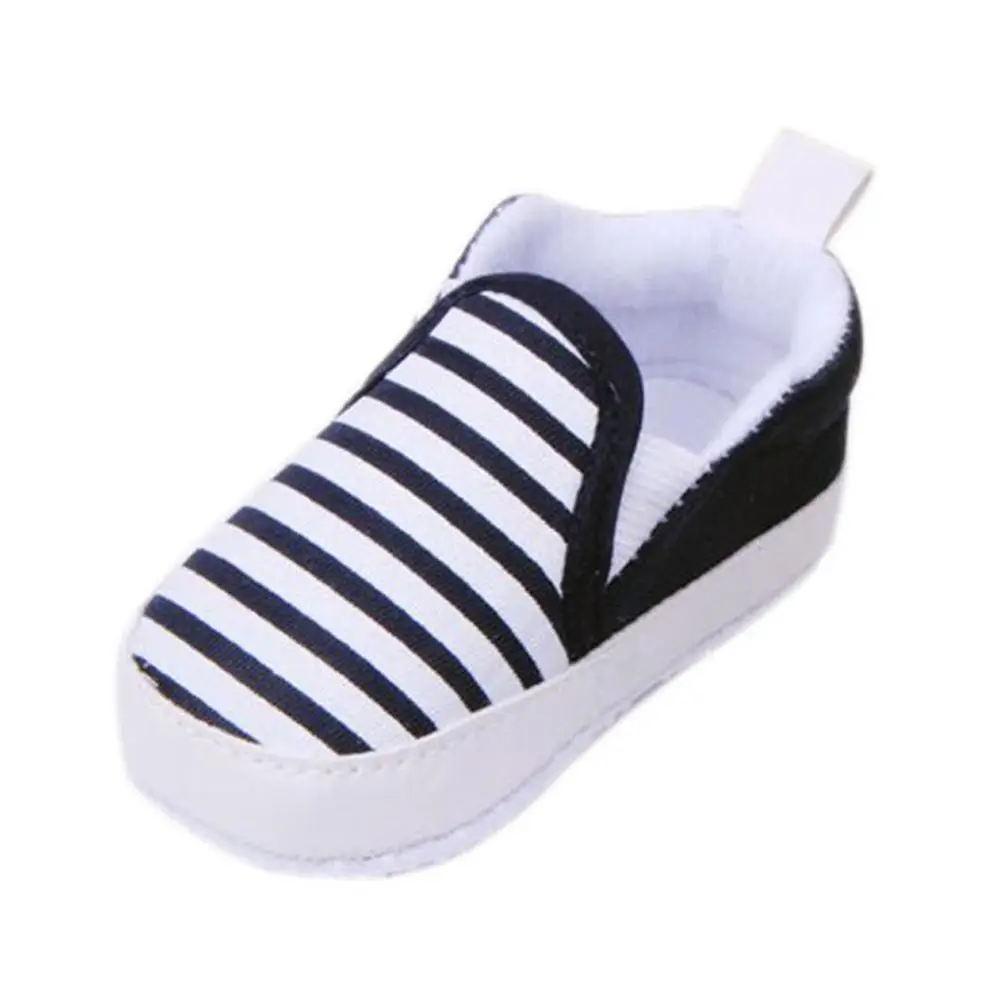Navy Blue Bebek ayakkabi/Обувь для маленьких мальчиков; обувь для малышей; хлопковая обувь для малышей без шнуровки; парусиновые кроссовки в полоску для малышей - Цвет: Navy Blue