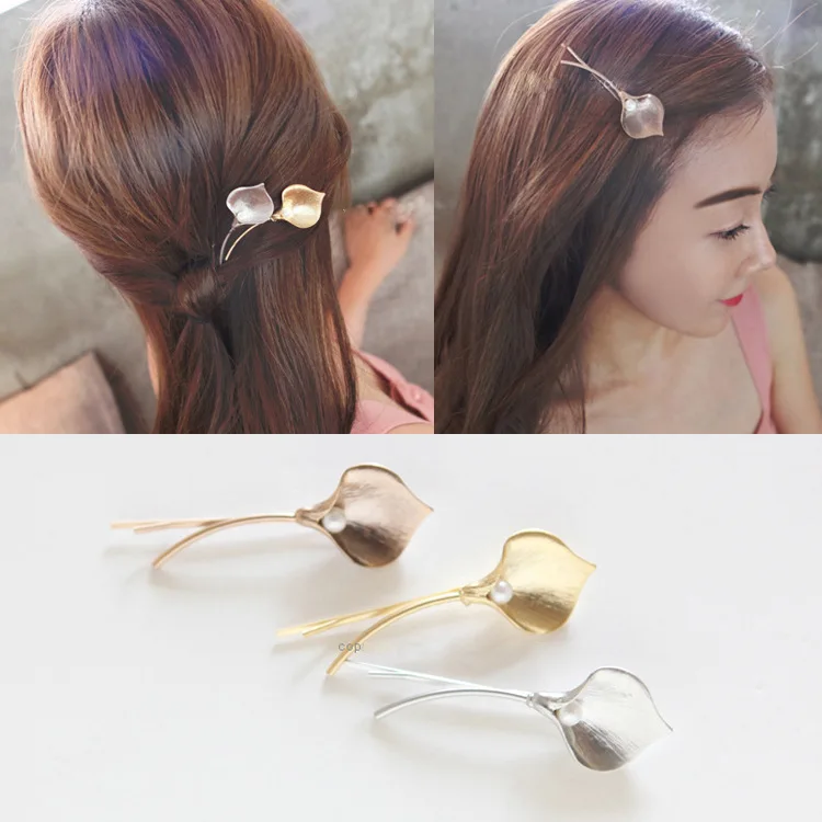 

Fashion simple metal tulip hairpin Korean version of the word clip hair accessories five-pointed star love hairpin Headwear